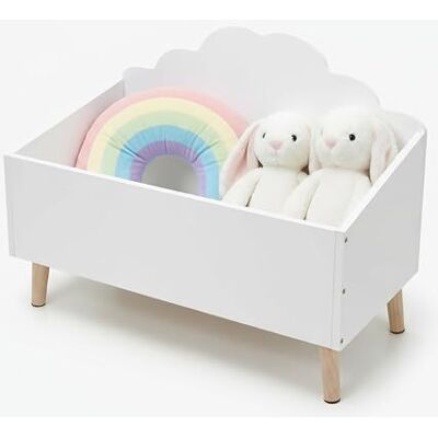 Spetebo Coffre de rangement en bois pour enfant Motif nuage Blanc 58 x 45 cm Spetebo Coffre de rangement en bois pour enfant Motif nuage Blanc 58 x 45 cm