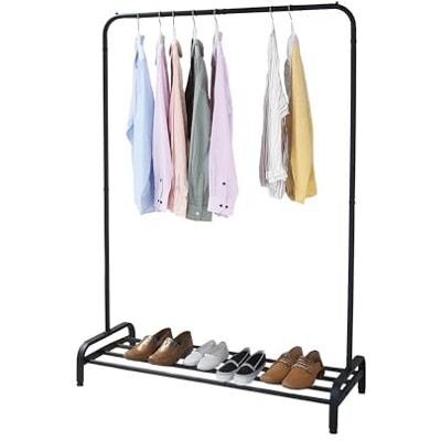 Amig Porte-manteau Ïken Organisateur de vêtements avec barre et étagère inférieure 110x45x155 cm Métal noir mat Idéal pour chambre, entrée ou couloir Amig Porte-manteau Ïken Organisateur de vêtements avec barre et étagère inférieure 110x45x155 cm Métal noir mat Idéal pour chambre, entrée ou couloir