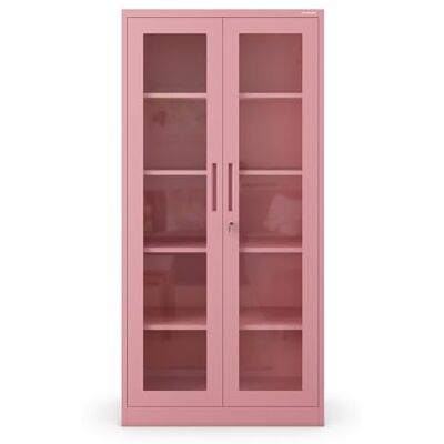 Jan Nowak Armoire de Bureau Metallique 185 x 90 x 40 cm Etagères Réglables en Hauteur, 2 Clés Incluses Etagère en Acier Robuste avec Portes en Verre pour le Rangement Rose Poudré Jan Nowak Armoire de Bureau Metallique 185 x 90 x 40 cm Etagères Réglables en Hauteur, 2 Clés Incluses Etagère en Acier Robuste avec Portes en Verre pour le Rangement Rose Poudré