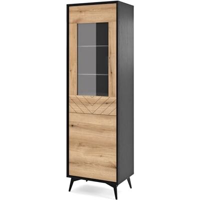 Komodee Vitrine Laval Chene Wotan/Noir 104x126x39 cm Komodee Vitrine Laval Chene Wotan/Noir 104x126x39 cm