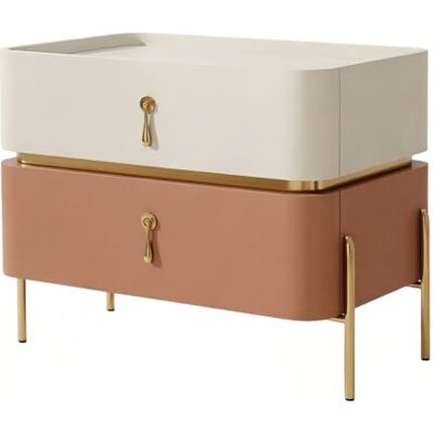 L8p2B5s7 Table de chevet Table de nuit avec deux tiroirs, pieds en métal, bord surélevé pierre for le rangement la chambre à coucher(Orange,S) L8p2B5s7 Table de chevet Table de nuit avec deux tiroirs, pieds en métal, bord surélevé pierre for le rangement la chambre à coucher(Orange,S)