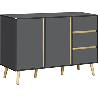 HOMCOM Buffet Bas Meuble de Rangement sur Pieds Style scandinave 2 Portes 3 tiroirs 120 x 40 x 80 cm Gris Anthracite HOMCOM Buffet Bas Meuble de Rangement sur Pieds Style scandinave 2 Portes 3 tiroirs 120 x 40 x 80 cm Gris Anthracite