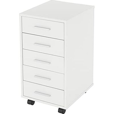 ML DESIGN modern living ML-Design Caisson Mobile à 5 Tiroirs, 33x38x63,5 cm, Armoire de Bureau avec Roulettes Blanche pour Dossiers et Home Office, Meuble de Rangement avec Poignées en Aluminium, Chariot Organisateur Moderne ML DESIGN modern living ML-Design Caisson Mobile à 5 Tiroirs, 33x38x63,5 cm, Armoire de Bureau avec Roulettes Blanche pour Dossiers et Home Office, Meuble de Rangement avec Poignées en Aluminium, Chariot Organisateur Moderne