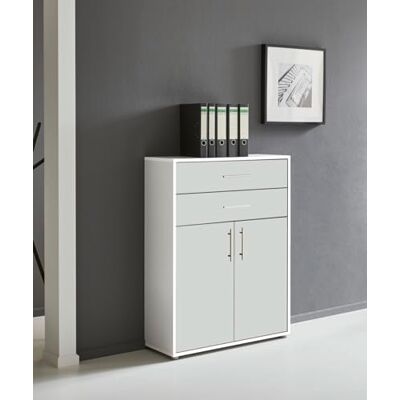 BMG Möbel Armoire de bureau avec tiroirs et 2 portes au choix parmi 11 combinaisons de couleurs différentes (blanc blanc mat) BMG Möbel Armoire de bureau avec tiroirs et 2 portes au choix parmi 11 combinaisons de couleurs différentes (blanc blanc mat)