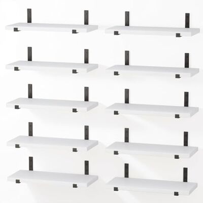 BAKAJI Lot de 10 étagères flottantes murales en bois, étagères murales multi-usages avec supports en métal, idéales pour chambre à coucher, salon, cuisine, salle de bains, bibliothèque, peu BAKAJI Lot de 10 étagères flottantes murales en bois, étagères murales multi-usages avec supports en métal, idéales pour chambre à coucher, salon, cuisine, salle de bains, bibliothèque, peu