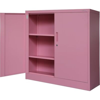 Jan Nowak Armoire de Bureau C001B Armoire métallique de rangement 2 étagères réglables Revêtue de poudre Verrouillable (Rose) Jan Nowak Armoire de Bureau C001B Armoire métallique de rangement 2 étagères réglables Revêtue de poudre Verrouillable (Rose)
