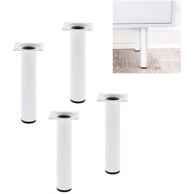 Amig Lot de 4 Pieds Ronds pour Meuble 30X350 cm Acier Pour Tables Basses, Tables de Nuit, Commodes... Embout Anti-rayures Résistants Blanc Visserie incluse Amig Lot de 4 Pieds Ronds pour Meuble 30X350 cm Acier Pour Tables Basses, Tables de Nuit, Commodes... Embout Anti-rayures Résistants Blanc Visserie incluse