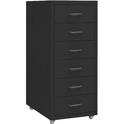 vidaXL Classeur mobile Noir 28x41x69 cm Métal vidaXL Classeur mobile Noir 28x41x69 cm Métal