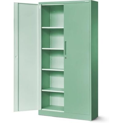 Jan Nowak Armoire de Bureau métallique 4 étagères tôle d'acier revêtement en Poudre 185 cm x 90 cm x 40 cm (Vert Pastel) Jan Nowak Armoire de Bureau métallique 4 étagères tôle d'acier revêtement en Poudre 185 cm x 90 cm x 40 cm (Vert Pastel)