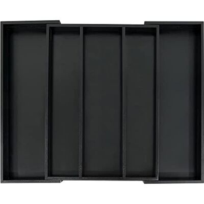 Utoplike Range-couverts extensible en bambou, Grande boîte à couverts Noir Utoplike Range-couverts extensible en bambou, Grande boîte à couverts Noir