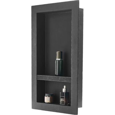 VEVOR Niche murale avec étagère de séparation mobile, 10,16 x 40,64 x 71,12 cm, organisateur de rangement pour savon et shampoing, design scellé, noir, pour douche de salle de bain VEVOR Niche murale avec étagère de séparation mobile, 10,16 x 40,64 x 71,12 cm, organisateur de rangement pour savon et shampoing, design scellé, noir, pour douche de salle de bain