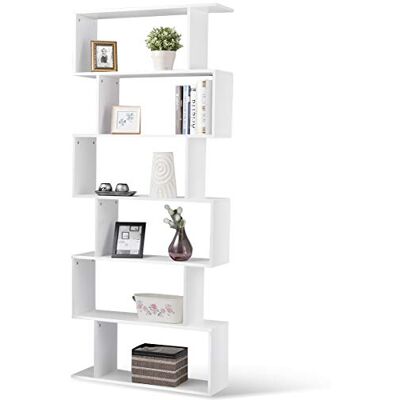 COSTWAY Bibliothèque Étagère pour Livres Étagère de Rangement en Bois de 6 Niveaux Contemporaine 80x23x192cm (Blanc) COSTWAY Bibliothèque Étagère pour Livres Étagère de Rangement en Bois de 6 Niveaux Contemporaine 80x23x192cm (Blanc)