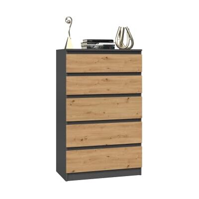 CDF Commode 5 Tiroirs Commode Chambre Anthracite Chêne Artisan Meuble Armoire de Rangement Spacieux pour Salon Bureau Spacieuse et Design Moderne Facile à Installer 40x70x109,5 cm Meuble à Vêtements CDF Commode 5 Tiroirs Commode Chambre Anthracite Chêne Artisan Meuble Armoire de Rangement Spacieux pour Salon Bureau Spacieuse et Design Moderne Facile à Installer 40x70x109,5 cm Meuble à Vêtements