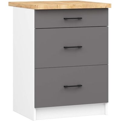 AKORD OLIWIA Meuble bas de cuisine 60 cm 3 tiroirs Armoires de cuisine Spacieuse Pour petite cuisine Pour une kitchenette Dans le cadre d'un ensemble 60 x 85 x 46 cm 37,9 kg Blanc et AKORD OLIWIA Meuble bas de cuisine 60 cm 3 tiroirs Armoires de cuisine Spacieuse Pour petite cuisine Pour une kitchenette Dans le cadre d'un ensemble 60 x 85 x 46 cm 37,9 kg Blanc et