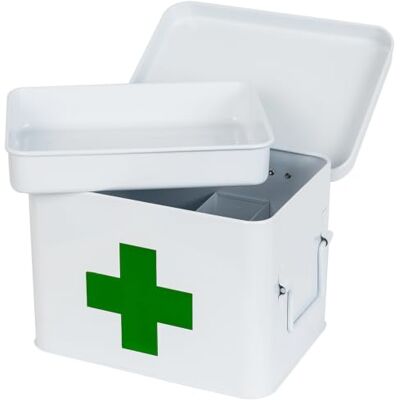 HMF Armoire à pharmacie en métal pour le stockage des médicaments 22,5 x 16,5 x 15,5 cm Blanc HMF Armoire à pharmacie en métal pour le stockage des médicaments 22,5 x 16,5 x 15,5 cm Blanc