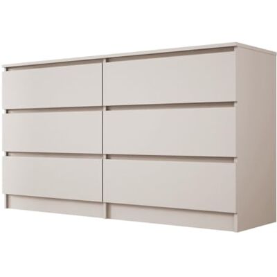 3E 3xE living.com Grote commode met 6 laden, kasjmier, 139 x 79 x 39 cm, modern en functioneel design 3E 3xE living.com Grote commode met 6 laden, kasjmier, 139 x 79 x 39 cm, modern en functioneel design