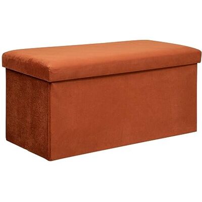 ATMOSPHERA CREATEUR D'INTERIEUR Atmosphera Banc Coffre de Rangement Pliant Lilou en Velours Ambre, 76 x 38 x 38 cm Pour Salon, Chambre, Bout de Lit ATMOSPHERA CREATEUR D'INTERIEUR Atmosphera Banc Coffre de Rangement Pliant Lilou en Velours Ambre, 76 x 38 x 38 cm Pour Salon, Chambre, Bout de Lit