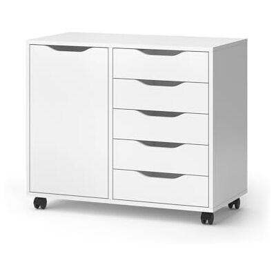 Vicco Sideboard "Otwin", Blanc, 40.6x61.5cm avec 5 tiroirs et 1 porte, pour le rangement des vêtements et des articles ménagers Vicco Sideboard "Otwin", Blanc, 40.6x61.5cm avec 5 tiroirs et 1 porte, pour le rangement des vêtements et des articles ménagers