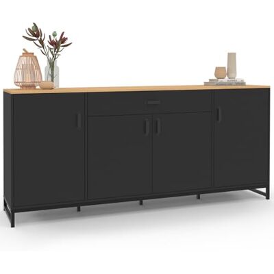 IDMarket Buffet Washington XXL 180 cm avec 4 portes et 1 tiroir, bois et noir IDMarket Buffet Washington XXL 180 cm avec 4 portes et 1 tiroir, bois et noir