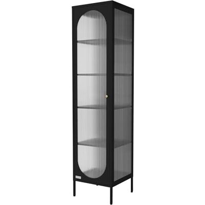 ML DESIGN modern living ML-Design Vitrine de Salon 42x175x40 cm, Noir, Armoire Étroite avec 5 Compartiments de Rangement/Étagères et 1 Porte, Métallique en Acier, Style Industriel, Bibliothèque de Classement pour Bureau ML DESIGN modern living ML-Design Vitrine de Salon 42x175x40 cm, Noir, Armoire Étroite avec 5 Compartiments de Rangement/Étagères et 1 Porte, Métallique en Acier, Style Industriel, Bibliothèque de Classement pour Bureau