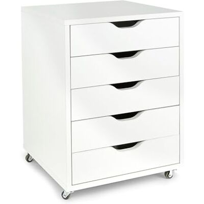 Leomark Meuble avec 5 tiroirs – Commode de Rangement idéale pour Le Bureau, Le Bureau à Domicile et Le Studio, Table de Chevet avec roulettes pivotantes et Frein, Dimensions : 47 x 40 x 64 cm. Leomark Meuble avec 5 tiroirs – Commode de Rangement idéale pour Le Bureau, Le Bureau à Domicile et Le Studio, Table de Chevet avec roulettes pivotantes et Frein, Dimensions : 47 x 40 x 64 cm.