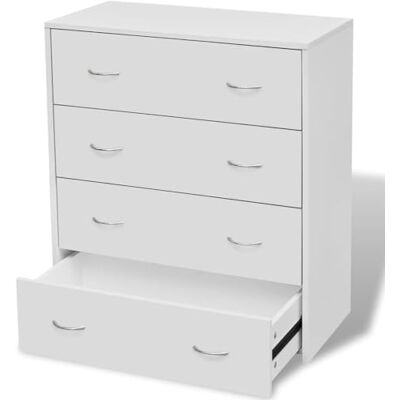 vidaXL Buffet avec 4 Tiroirs, Meuble de Rangement avec Poignée, Armoire de Rangement, Organisateur Intérieur Salon, Moderne, Blanc vidaXL Buffet avec 4 Tiroirs, Meuble de Rangement avec Poignée, Armoire de Rangement, Organisateur Intérieur Salon, Moderne, Blanc