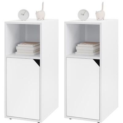 WOLTU Lot de 2 tables de chevet étroites, table basse avec 1 compartiment ouvert et 1 placard, étagère réglable, 25 x 35 x 62 cm, table canapé pour chambre à coucher, salon, moderne, blanc, NTS16ws-2 WOLTU Lot de 2 tables de chevet étroites, table basse avec 1 compartiment ouvert et 1 placard, étagère réglable, 25 x 35 x 62 cm, table canapé pour chambre à coucher, salon, moderne, blanc, NTS16ws-2