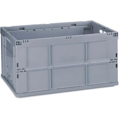 Relaxdays Boîte pliante professionnelle, stable, commerciale, en plastique de qualité supérieure, 60 l, 31,5 x 58,5 x 40 cm, grise Relaxdays Boîte pliante professionnelle, stable, commerciale, en plastique de qualité supérieure, 60 l, 31,5 x 58,5 x 40 cm, grise