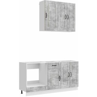 vidaXL Unité de cuisine KALMAR 5 pcs Gris béton Bois d'ingénierie, Meuble de cuisine, solution de rangement, organisateur moderne, étagère, déco intérieure, style chez soi vidaXL Unité de cuisine KALMAR 5 pcs Gris béton Bois d'ingénierie, Meuble de cuisine, solution de rangement, organisateur moderne, étagère, déco intérieure, style chez soi