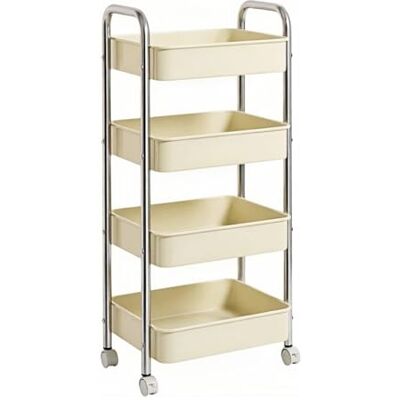 YANG11FAN Chariot roulant utilitaire Chariot utilitaire roulant à 4 niveaux, organisateur de support rangement Mobile for cuisine et salon YANG11FAN Chariot roulant utilitaire Chariot utilitaire roulant à 4 niveaux, organisateur de support rangement Mobile for cuisine et salon