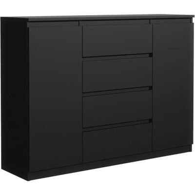 meble masztalerz Commode à 2 Portes et 4 Tiroirs Commode bois la Chambre à Coucher et le Salon Moderne Design Meubles peu Encombrants 120x101,5x39 cm Noir meble masztalerz Commode à 2 Portes et 4 Tiroirs Commode bois la Chambre à Coucher et le Salon Moderne Design Meubles peu Encombrants 120x101,5x39 cm Noir