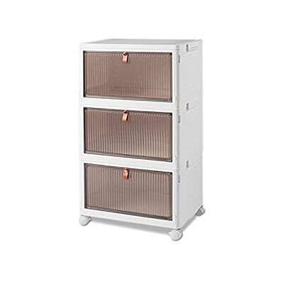 Ergocar Boîte de Rangement Pliable, Organisateur Plastique avec Couvercle et Poulie, Caisses Transparentes pour Salon, Chambre, Bureau Ergocar Boîte de Rangement Pliable, Organisateur Plastique avec Couvercle et Poulie, Caisses Transparentes pour Salon, Chambre, Bureau