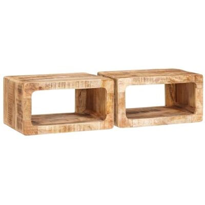 vidaXL Table de chevet 2 pcs Marron Bois de mangue massif, Chambre élégante en mode rustique, Chevet pratique avec rangement, Table de chevet stylée, Organisateur pratique, Meuble fait main vidaXL Table de chevet 2 pcs Marron Bois de mangue massif, Chambre élégante en mode rustique, Chevet pratique avec rangement, Table de chevet stylée, Organisateur pratique, Meuble fait main