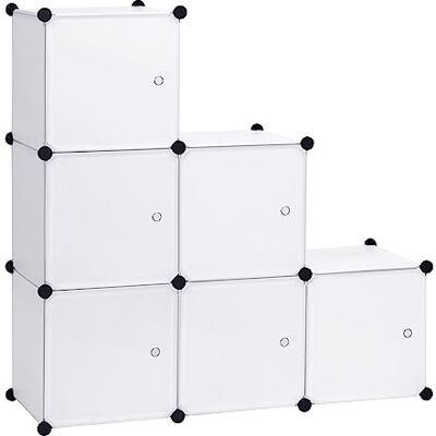 WOLTU Armoire à monter soi-même Système d'étagères enfichables Étagère de rangement Bibliothèque avec porte 6 compartiments En plastique 96 x 30 x 96 cm (l x p x h) Blanc WOLTU Armoire à monter soi-même Système d'étagères enfichables Étagère de rangement Bibliothèque avec porte 6 compartiments En plastique 96 x 30 x 96 cm (l x p x h) Blanc