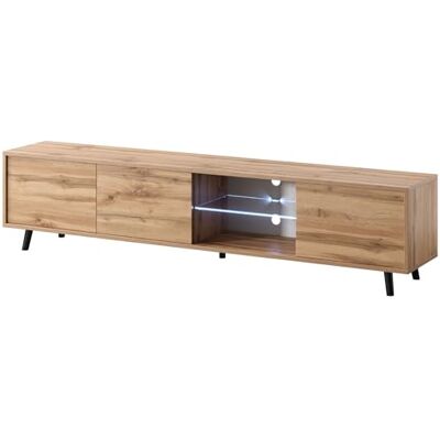 Selsey Galhad Meuble TV bas Wotan chêne mat avec éclairage LED blanc 175 cm de large Selsey Galhad Meuble TV bas Wotan chêne mat avec éclairage LED blanc 175 cm de large