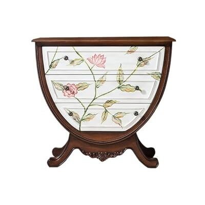 FAJNUZI2024 Commode de rangement Commode d'entrée peinte Vintage à tiroirs, armoire décorative européenne en demi-cercle, organisateur de rangement for chambre coucher(Blanc) FAJNUZI2024 Commode de rangement Commode d'entrée peinte Vintage à tiroirs, armoire décorative européenne en demi-cercle, organisateur de rangement for chambre coucher(Blanc)