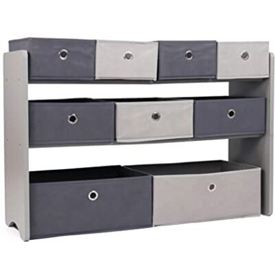 Humble Crew Étagère Enfants, Organisateur Jouets Bois, 9 Bacs Tissu Gris, Design Moderne, Rangement Pratique pour Jeux et Livres Humble Crew Étagère Enfants, Organisateur Jouets Bois, 9 Bacs Tissu Gris, Design Moderne, Rangement Pratique pour Jeux et Livres