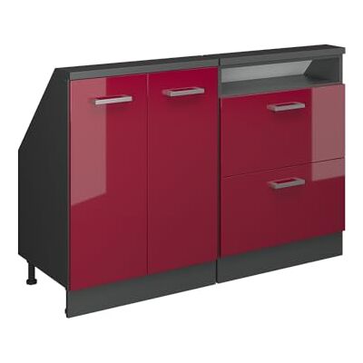 Vicco Meuble sous pente "R-Line", Rouge brillant, 120cm 2 Modules · Profondeur 46 cm · Pieds réglables en hauteur · 2 Tiroirs · 2 Portes Vicco Meuble sous pente "R-Line", Rouge brillant, 120cm 2 Modules · Profondeur 46 cm · Pieds réglables en hauteur · 2 Tiroirs · 2 Portes
