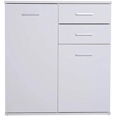 BAKAJI Meuble buffet avec 2 tiroirs double porte et 2 étagères intérieures, armoire multifonctionnelle, cuisine, salle de bain, bureau, design moderne, en bois MDF blanc, dimensions 71 x 35 x 76 cm BAKAJI Meuble buffet avec 2 tiroirs double porte et 2 étagères intérieures, armoire multifonctionnelle, cuisine, salle de bain, bureau, design moderne, en bois MDF blanc, dimensions 71 x 35 x 76 cm