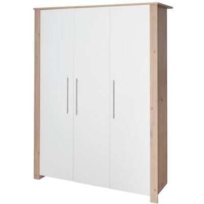 roba Malo Armoire pour enfant 3 portes Armoire pour chambre de bébé et chambre d'enfant avec poignées en métal de qualité supérieure Bois laqué blanc/décor bois chêne artisan roba Malo Armoire pour enfant 3 portes Armoire pour chambre de bébé et chambre d'enfant avec poignées en métal de qualité supérieure Bois laqué blanc/décor bois chêne artisan