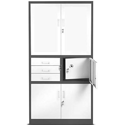 Jan Nowak Armoire de Bureau C018S II Métallique Coffre-Fort Compartiment Secret Portes battantes Tiroirs Revêtement par Poudre Tôle d'acier 185 cm x 90 cm x 40 cm (Anthracite/Blanc) Jan Nowak Armoire de Bureau C018S II Métallique Coffre-Fort Compartiment Secret Portes battantes Tiroirs Revêtement par Poudre Tôle d'acier 185 cm x 90 cm x 40 cm (Anthracite/Blanc)