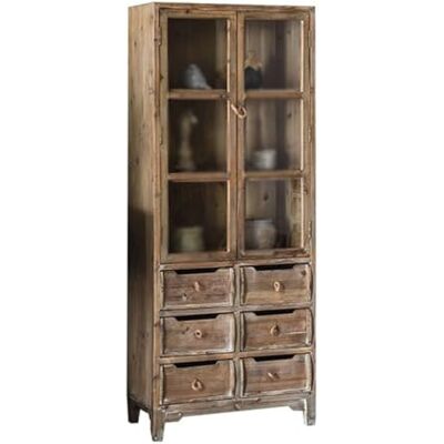 SnamicE Buffet Armoire de rangement simple pour restaurant, salon, vieille armoire, rétro, bois massif, verre, étagère de rangement au sol, buffet SnamicE Buffet Armoire de rangement simple pour restaurant, salon, vieille armoire, rétro, bois massif, verre, étagère de rangement au sol, buffet