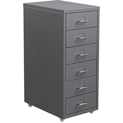 HollyHOME Classeur mobile à 6 tiroirs, armoire de classement à roulettes, armoire de rangement en métal avec roulettes pour la maison, le bureau et l'école, gris HollyHOME Classeur mobile à 6 tiroirs, armoire de classement à roulettes, armoire de rangement en métal avec roulettes pour la maison, le bureau et l'école, gris