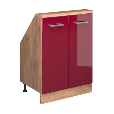 Vicco Meuble sous pente "R-Line", Rouge brillant, 60cm 2 Portes · Profondeur 46 cm · Pieds réglables en hauteur · 1 Tablette · Librement combinable Vicco Meuble sous pente "R-Line", Rouge brillant, 60cm 2 Portes · Profondeur 46 cm · Pieds réglables en hauteur · 1 Tablette · Librement combinable