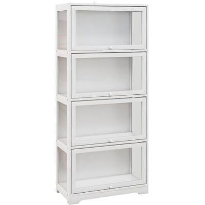 HOMCOM Vitrine pour collection Buffet 4 Niveaux 59 x 30 x 139 cm Blanc Meuble de Rangement, Portes à Abattant, pour Salon Bureau Chambre HOMCOM Vitrine pour collection Buffet 4 Niveaux 59 x 30 x 139 cm Blanc Meuble de Rangement, Portes à Abattant, pour Salon Bureau Chambre