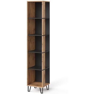 Vicco Étagère à livres "Amber", Chêne Wotan, 36x186.6cm avec compartiment de rangement pour espace de stockage supplémentaire Vicco Étagère à livres "Amber", Chêne Wotan, 36x186.6cm avec compartiment de rangement pour espace de stockage supplémentaire