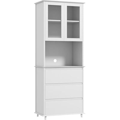 HOMCOM Buffet de cuisine avec 2 portes, 3 tiroirs et une niche centrale, dimensions : 68 L x 38 l x 172 H, bois blanc HOMCOM Buffet de cuisine avec 2 portes, 3 tiroirs et une niche centrale, dimensions : 68 L x 38 l x 172 H, bois blanc