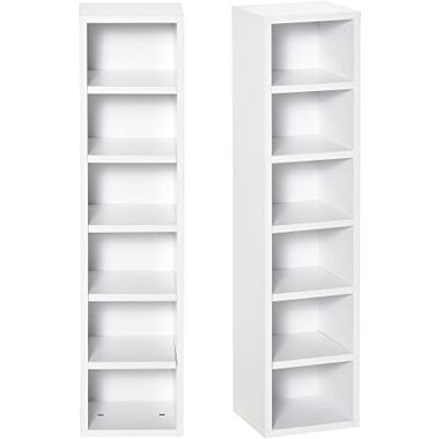 HOMCOM Lot de 2 Étagères Colonnes CD-DVD 6 + 6 Compartiments Blanc Armoire de Rangement, Capacité Max. 160 CD, 21L x 19l x 88H cm HOMCOM Lot de 2 Étagères Colonnes CD-DVD 6 + 6 Compartiments Blanc Armoire de Rangement, Capacité Max. 160 CD, 21L x 19l x 88H cm