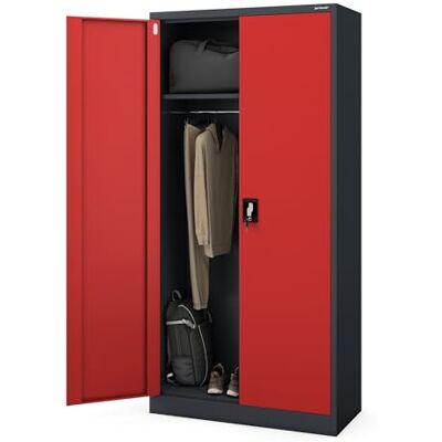 Jan Nowak Armoire de Bureau C34 Métallique Armoire à Dossiers Armoire à Outils Revêtement par Poudre Métal Verrouillable 185 cm x 90 cm x 45 cm (Anthracite-Rouge) Jan Nowak Armoire de Bureau C34 Métallique Armoire à Dossiers Armoire à Outils Revêtement par Poudre Métal Verrouillable 185 cm x 90 cm x 45 cm (Anthracite-Rouge)
