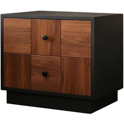 L8p2B5s7 Table de chevet Table de chevet à panneaux épissés bicolores avec deux tiroirs for l'organisation du rangement dans la chambre coucher(S) L8p2B5s7 Table de chevet Table de chevet à panneaux épissés bicolores avec deux tiroirs for l'organisation du rangement dans la chambre coucher(S)